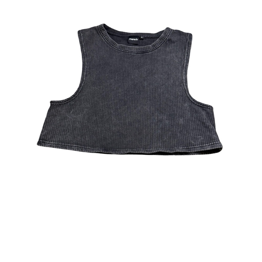 ✨ Mono B Ribbed Cropped Muscle Tank Charcoal Gray‎ Size M ✨
